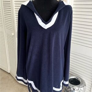 Nautica Navy Hooded Tunic with White Trim